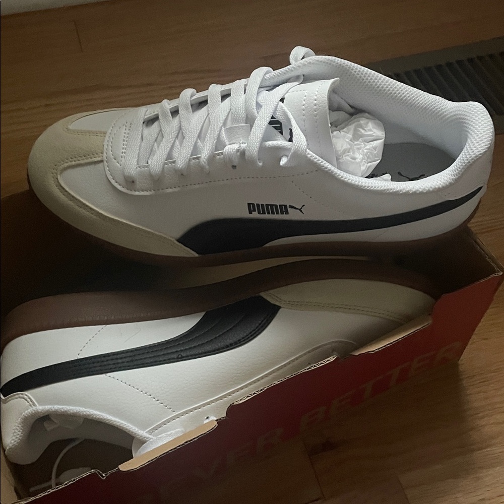 Puma White Black Gum-Accent Low-Profile Sneakers - Picture 8 of 11
